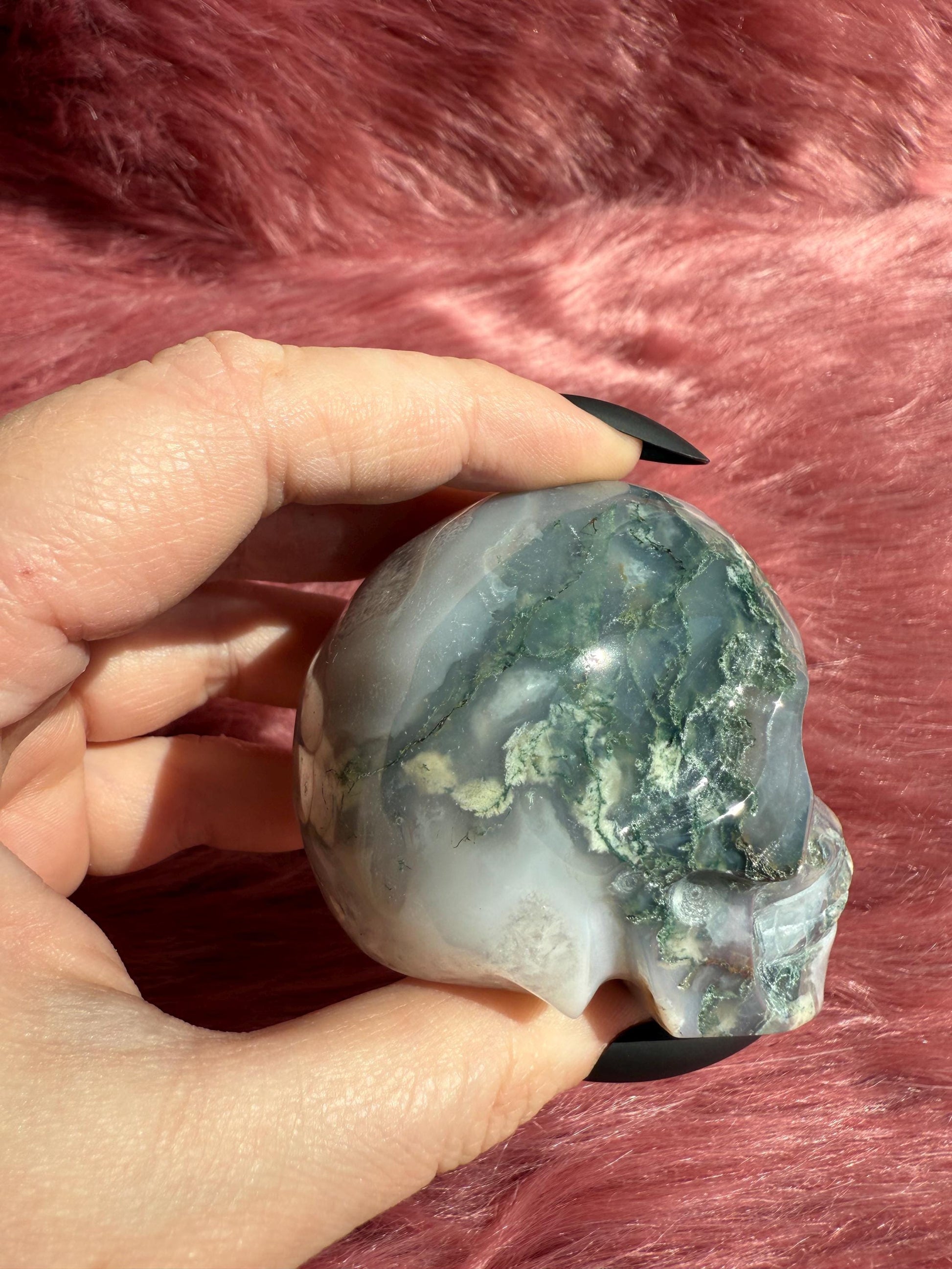 Stunning High Quality Moss Agate Skull H