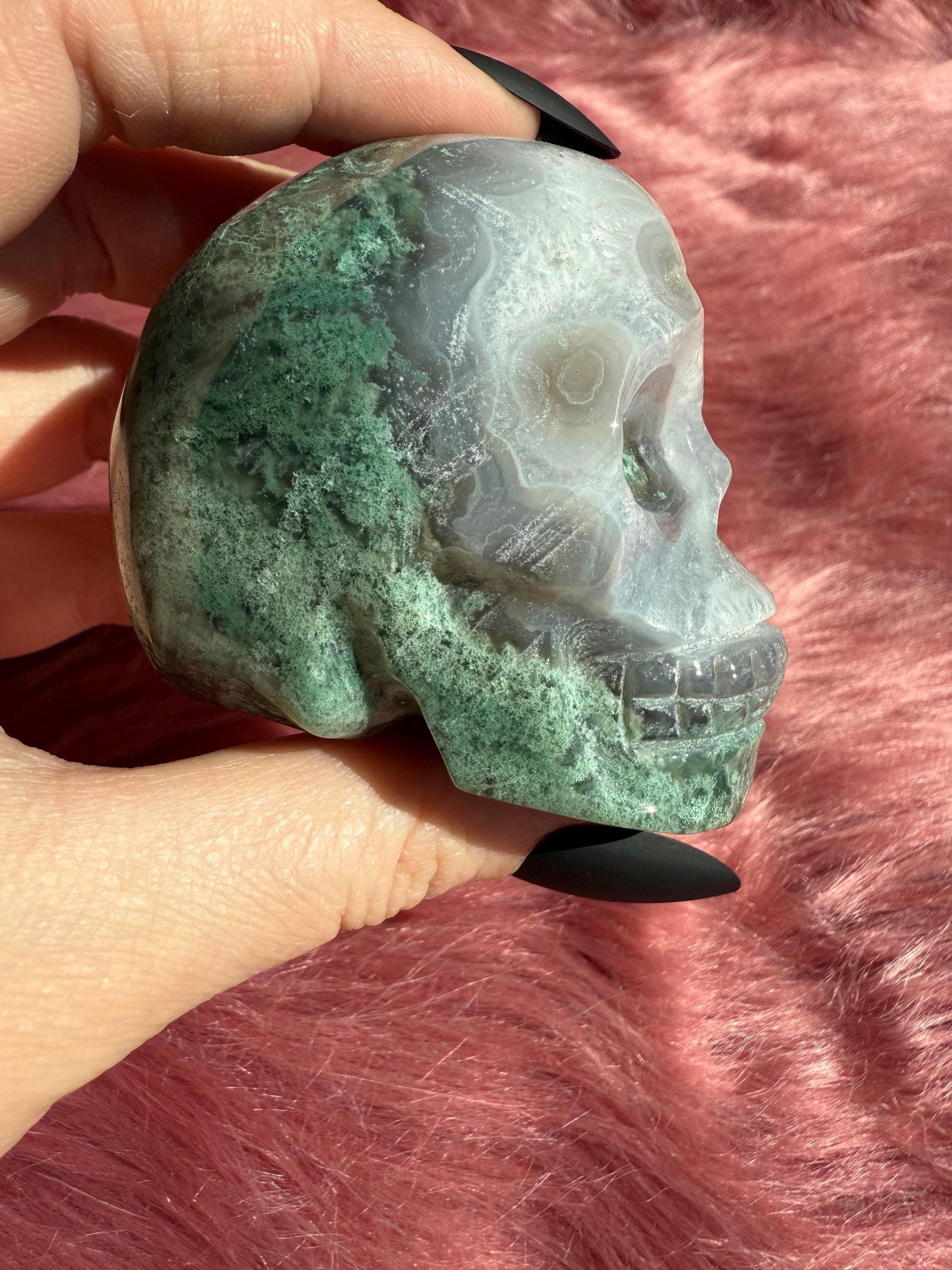 Stunning High Quality Moss Agate Skull G