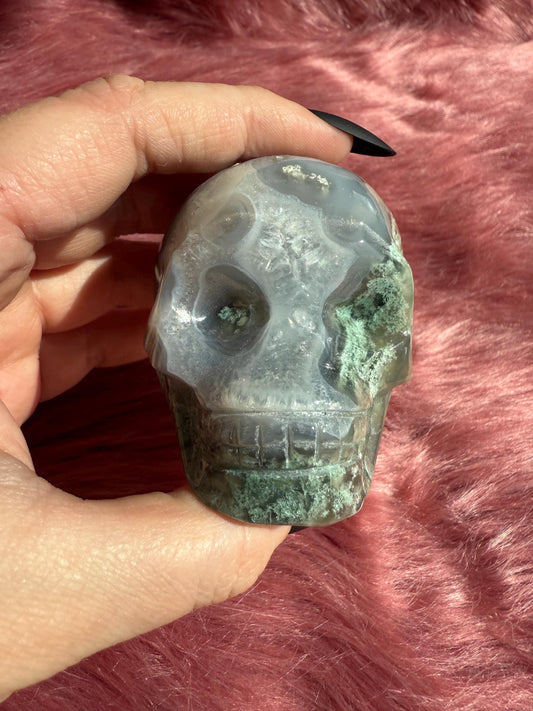 Stunning High Quality Moss Agate Skull G