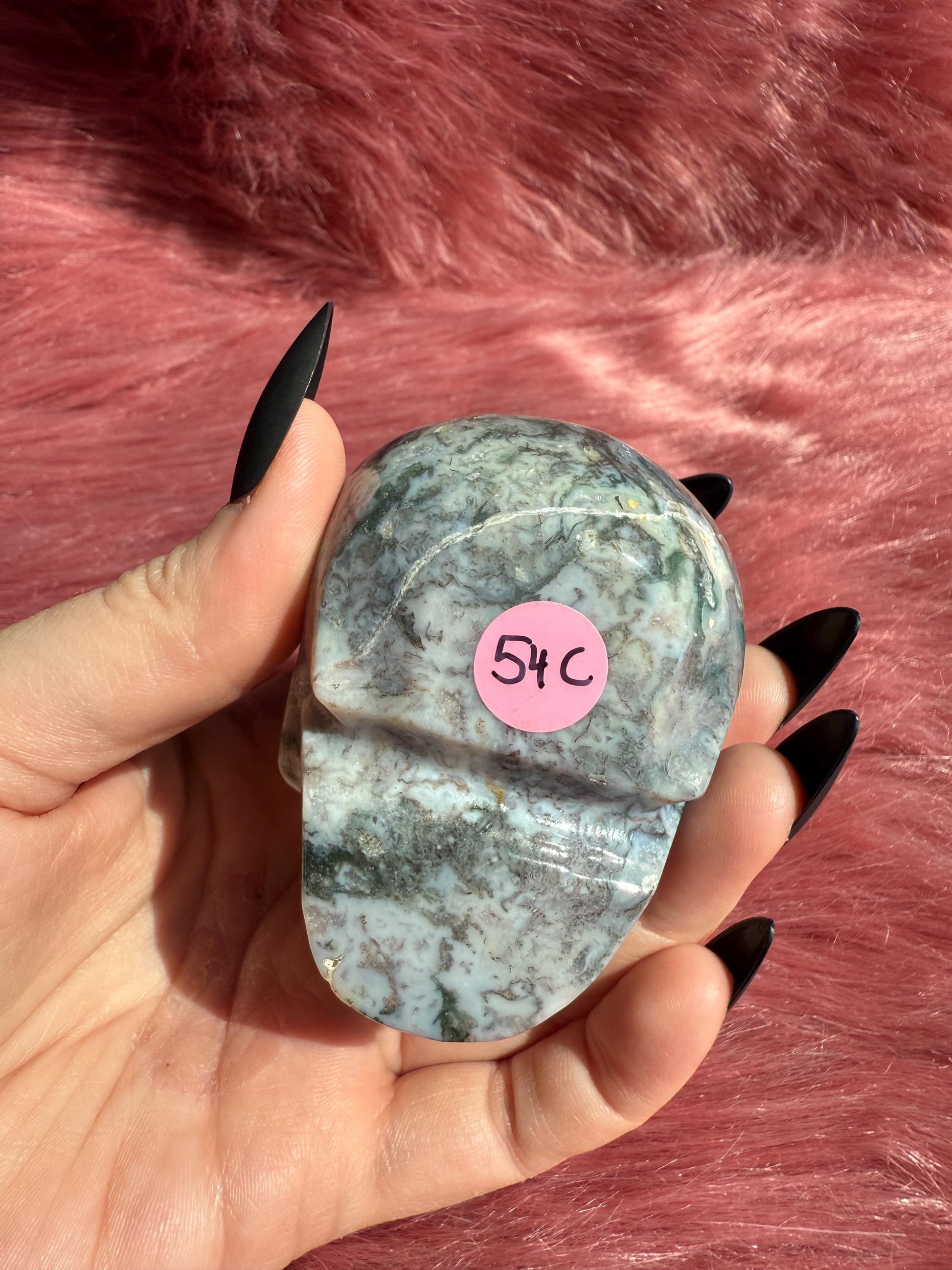 Stunning High Quality Moss Agate Skull C