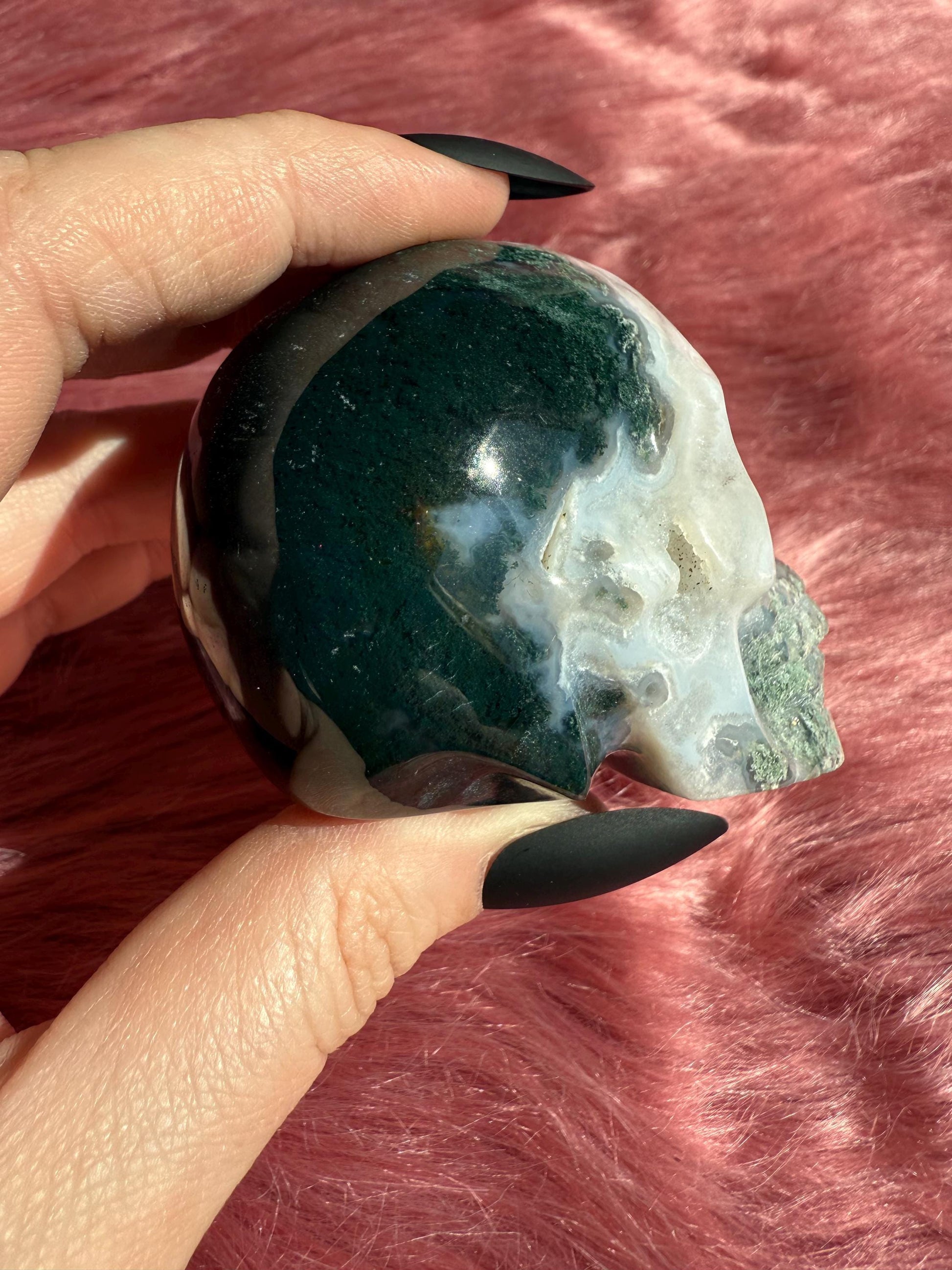 Stunning High Quality Moss Agate Skull B
