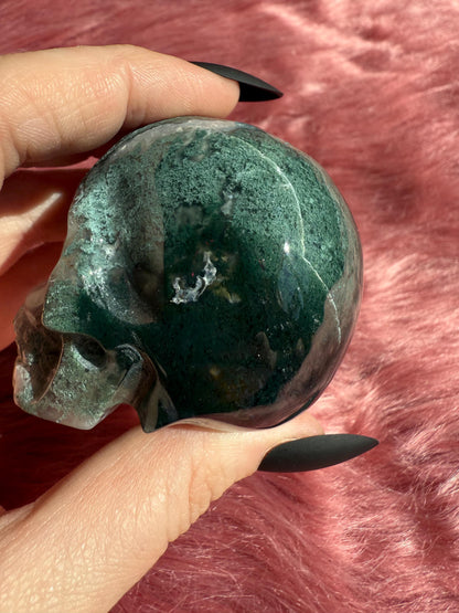 Stunning High Quality Moss Agate Skull B