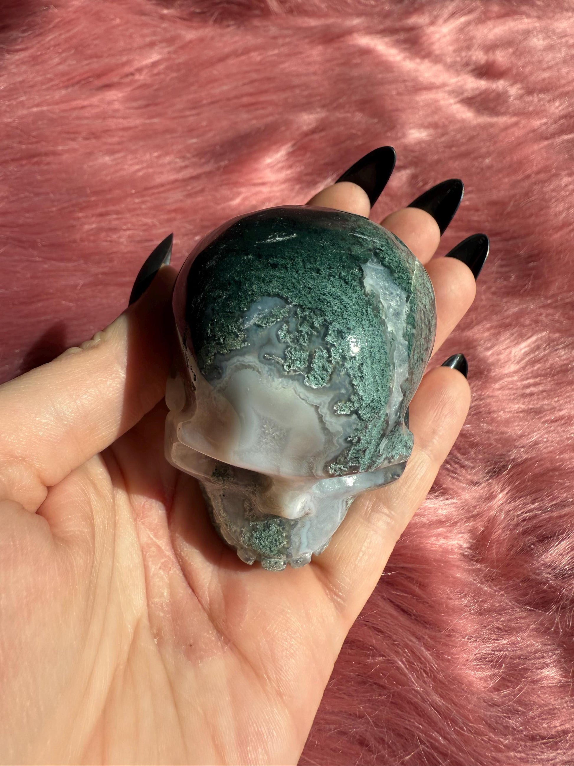 Stunning High Quality Moss Agate Skull B