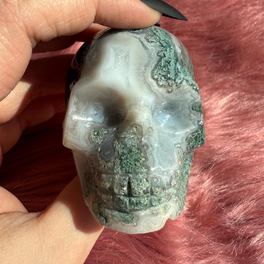 Stunning High Quality Moss Agate Skull B