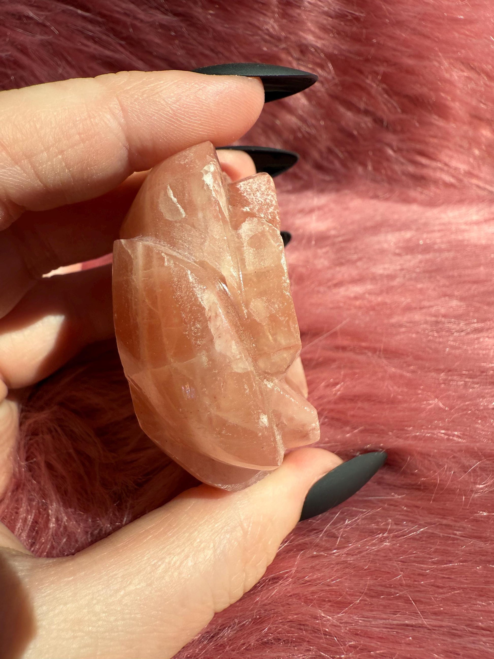 ONE (1) Stunning Pink Calcite Rose Carving