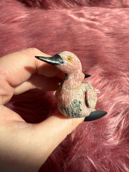 ONE (1) Stunning Rhodonite Swan Carving from Argentina