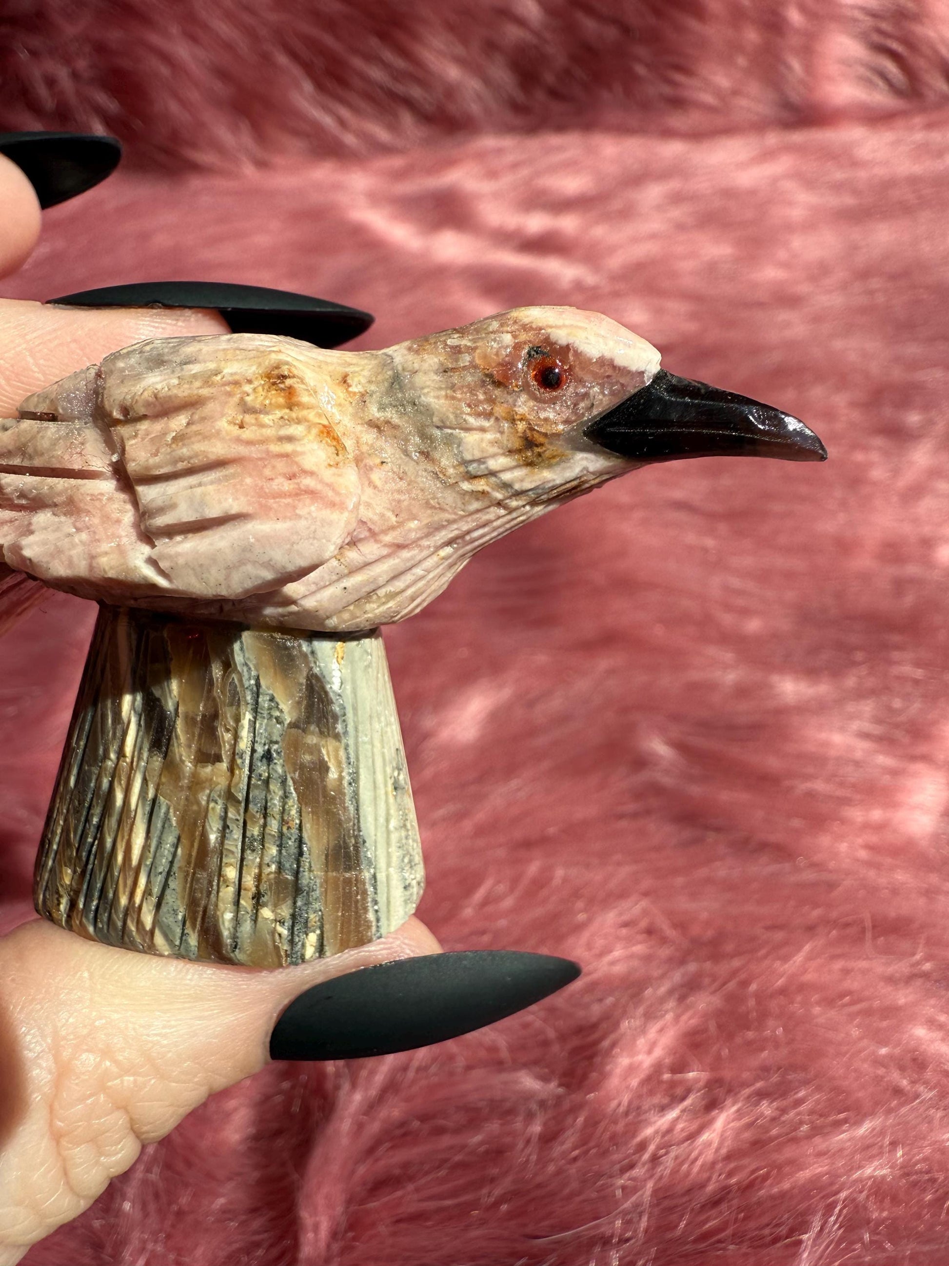 ONE (1) Stunning Rhodonite Bird Carving from Argentina