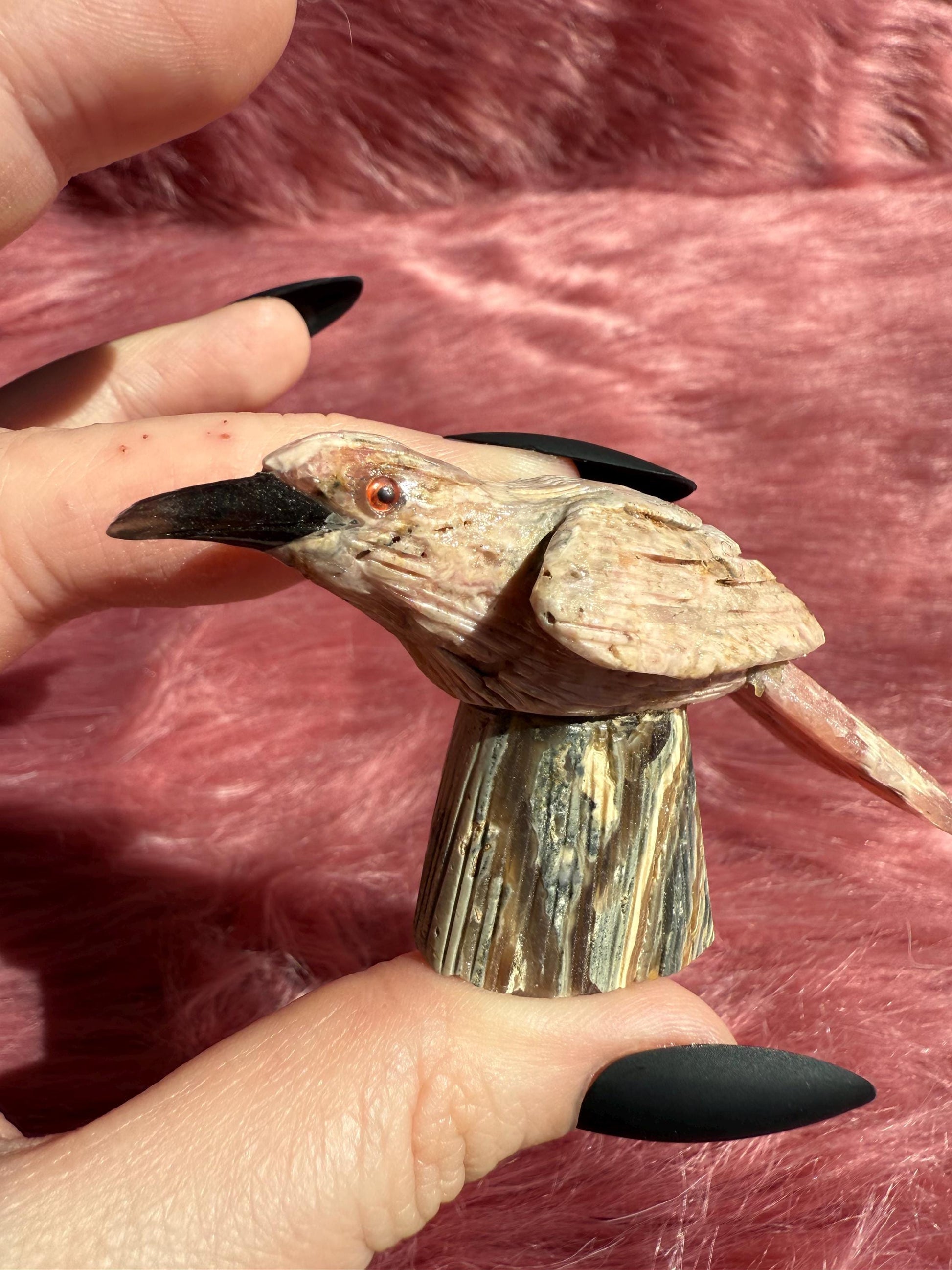 ONE (1) Stunning Rhodonite Bird Carving from Argentina