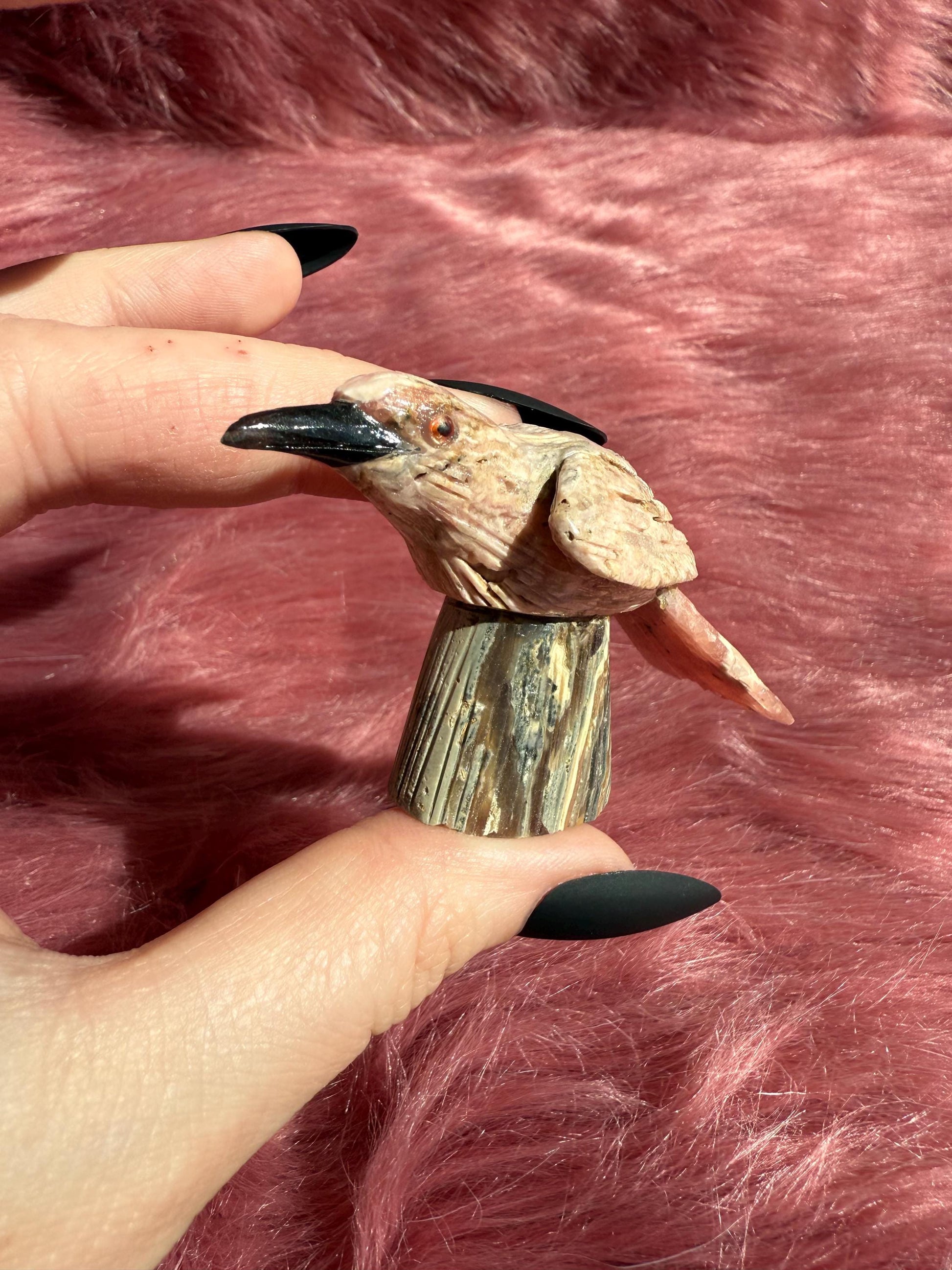 ONE (1) Stunning Rhodonite Bird Carving from Argentina