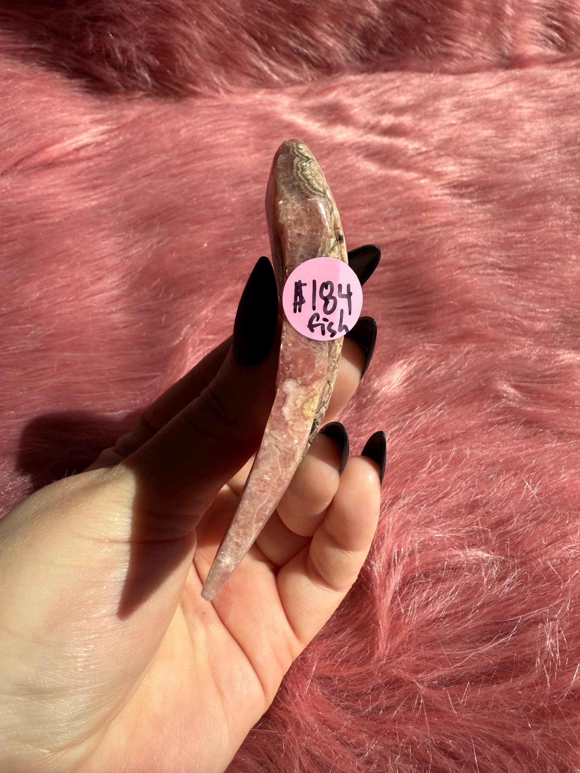 ONE (1) Stunning Rhodonite Fish Carving from Argentina