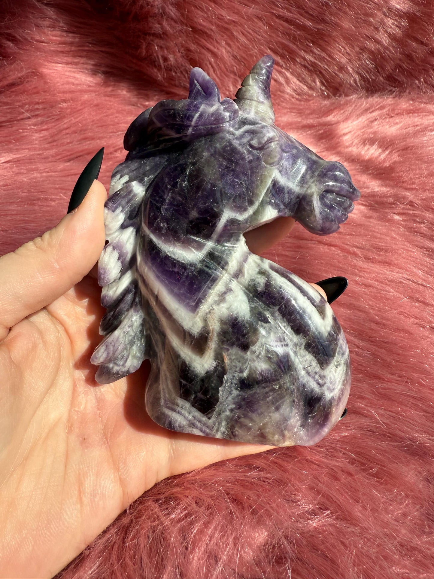 ONE (1) Stunning High Quality Dream Amethyst Hand Carved Unicorn