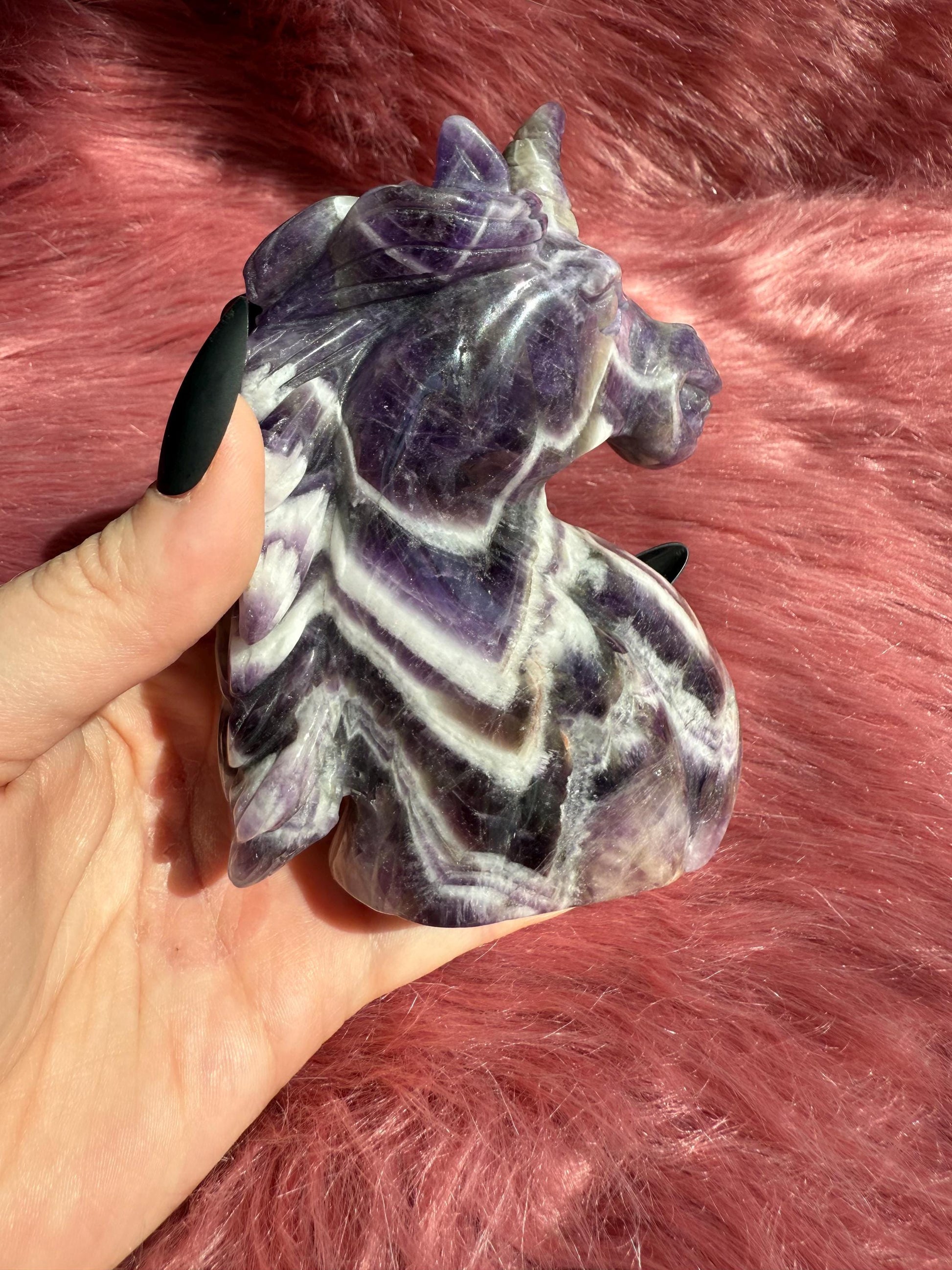 ONE (1) Stunning High Quality Dream Amethyst Hand Carved Unicorn