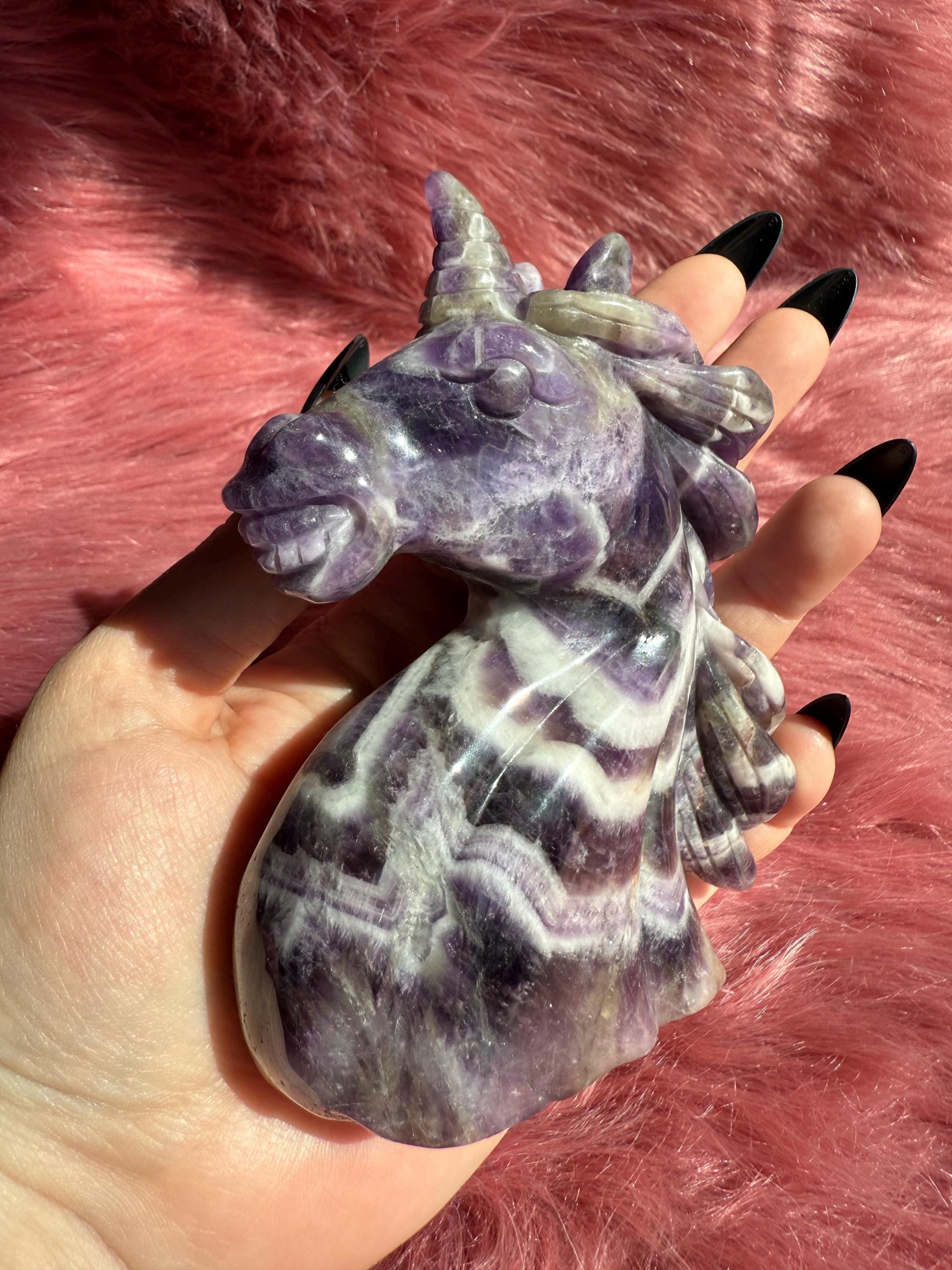 ONE (1) Stunning High Quality Dream Amethyst Hand Carved Unicorn