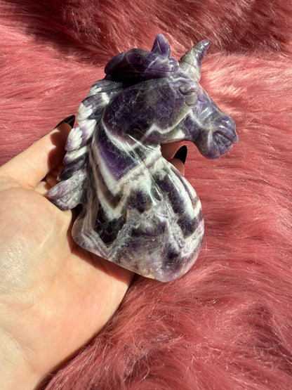 ONE (1) Stunning High Quality Dream Amethyst Hand Carved Unicorn