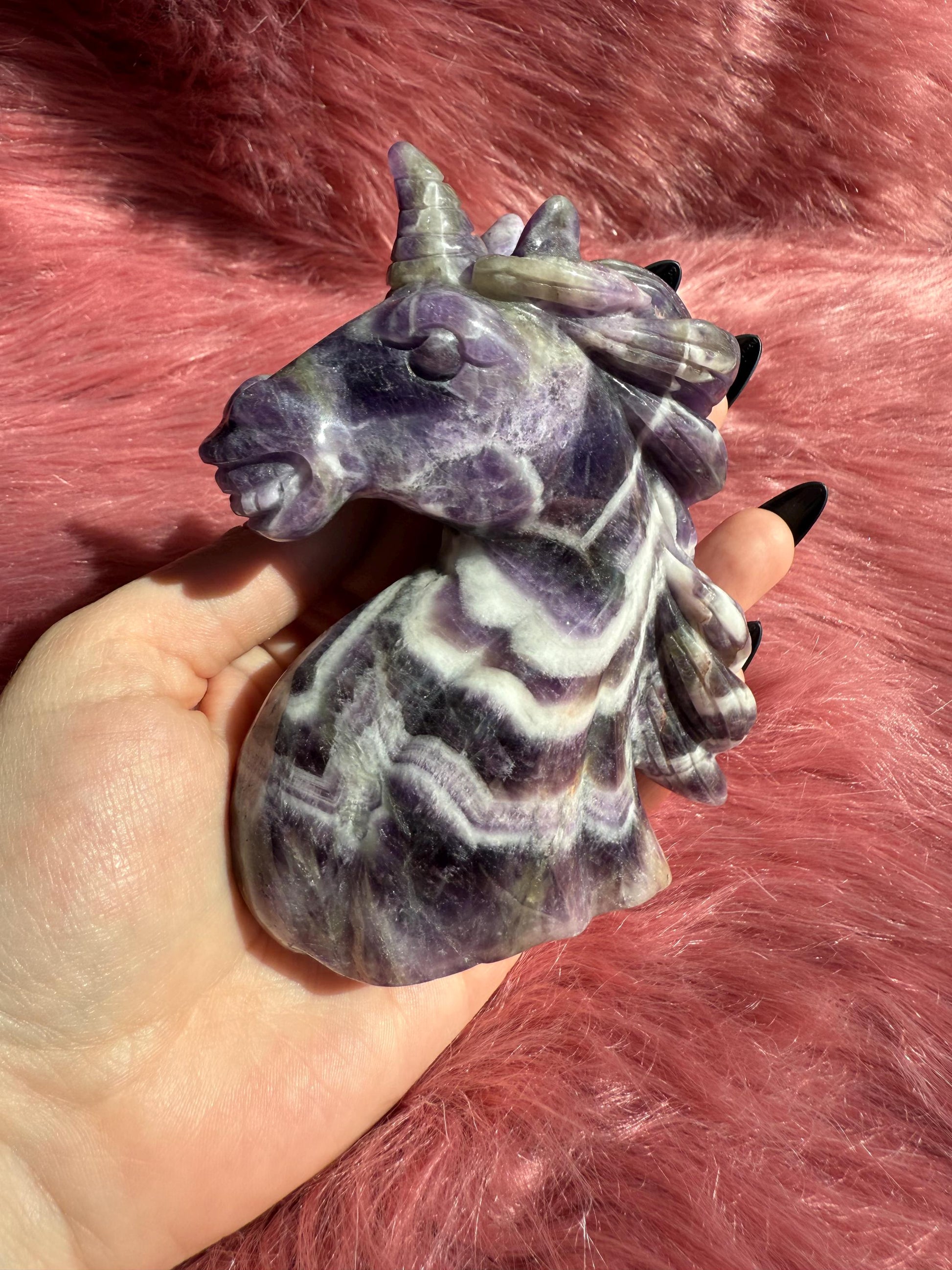 ONE (1) Stunning High Quality Dream Amethyst Hand Carved Unicorn
