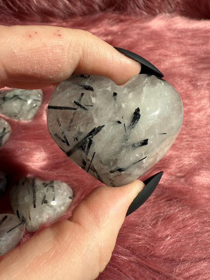 ONE (1) Stunning Medium Tourmaline Quartz Heart - Intuitively Selected