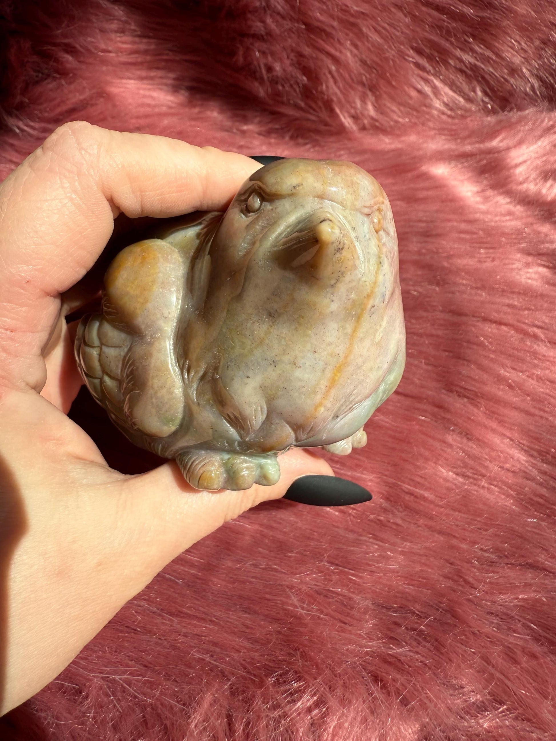 ONE (1) Stunning High Quality Sea (Ocean) Jasper Hand Carved Bird