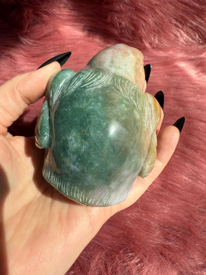 ONE (1) Stunning High Quality Sea (Ocean) Jasper Hand Carved Bird