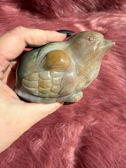 ONE (1) Stunning High Quality Sea (Ocean) Jasper Hand Carved Bird