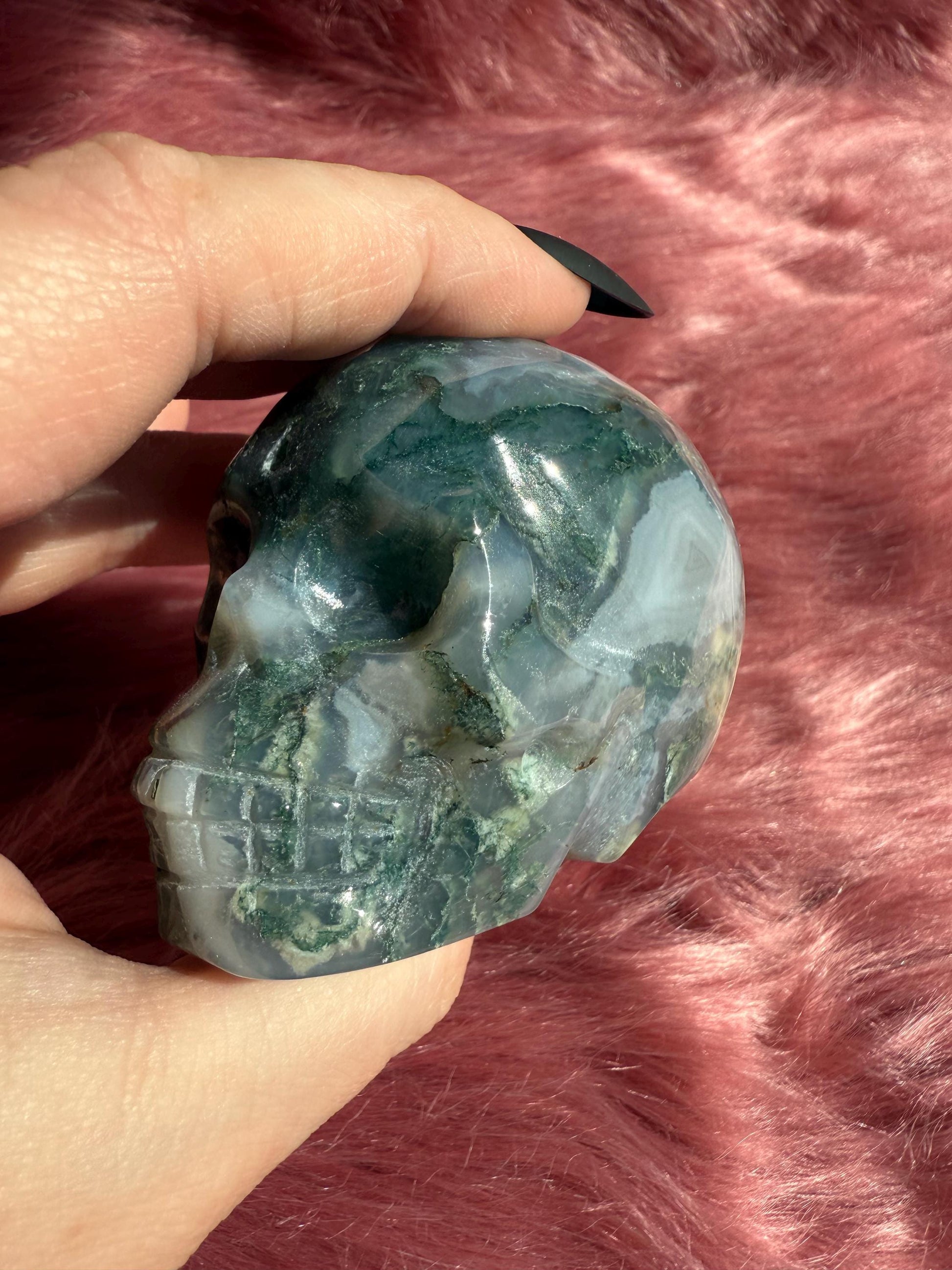 Stunning High Quality Moss Agate Skull A