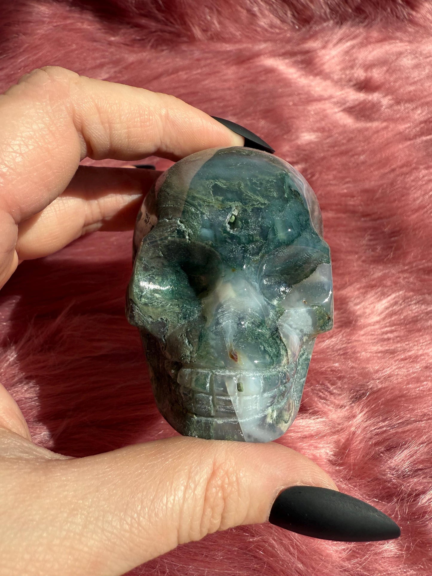 Stunning High Quality Moss Agate Skull A