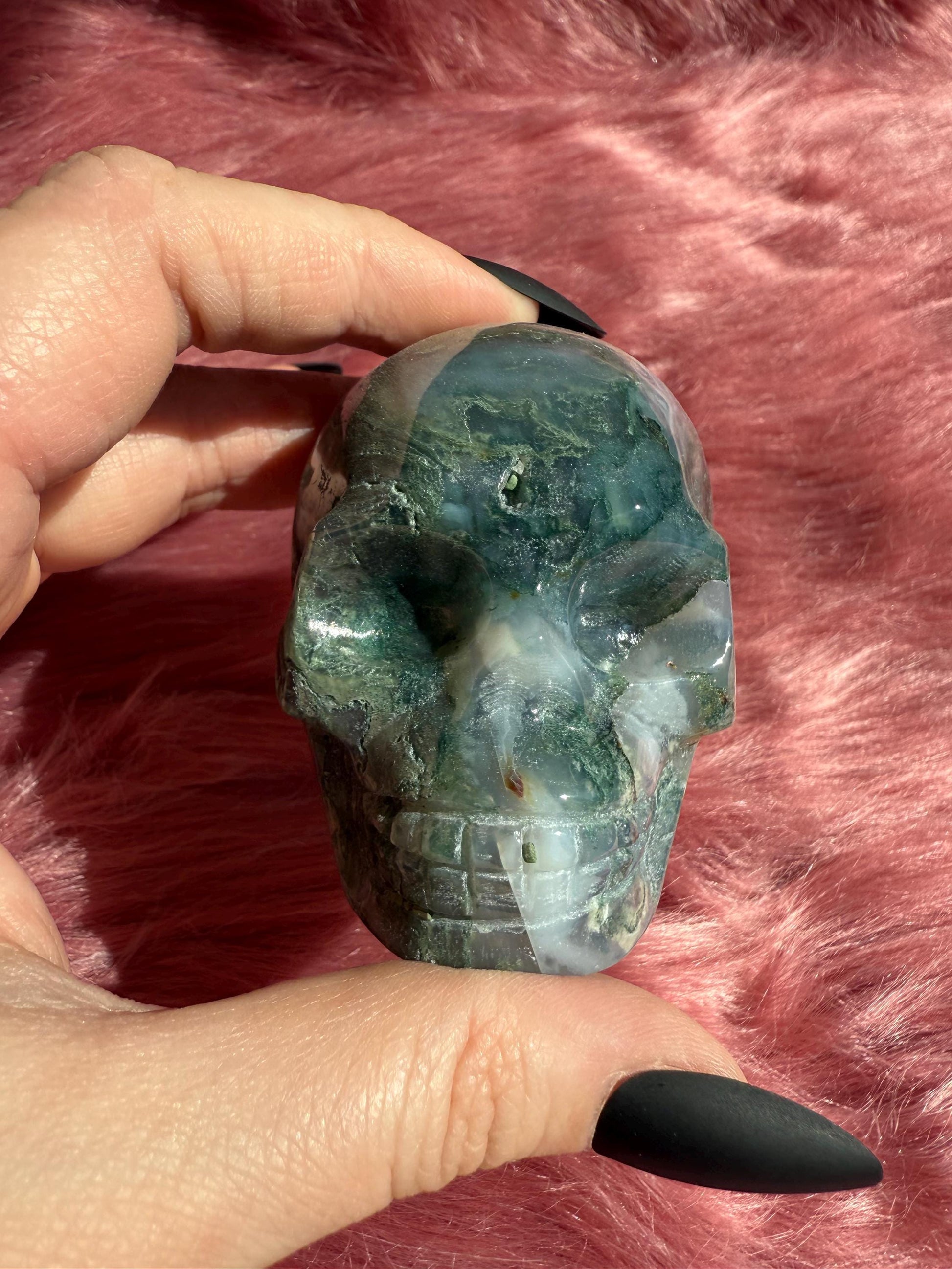 Stunning High Quality Moss Agate Skull A