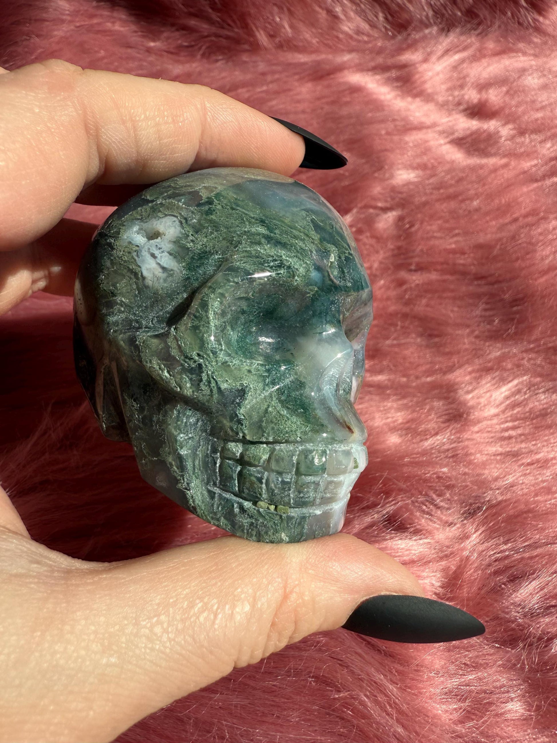 Stunning High Quality Moss Agate Skull A