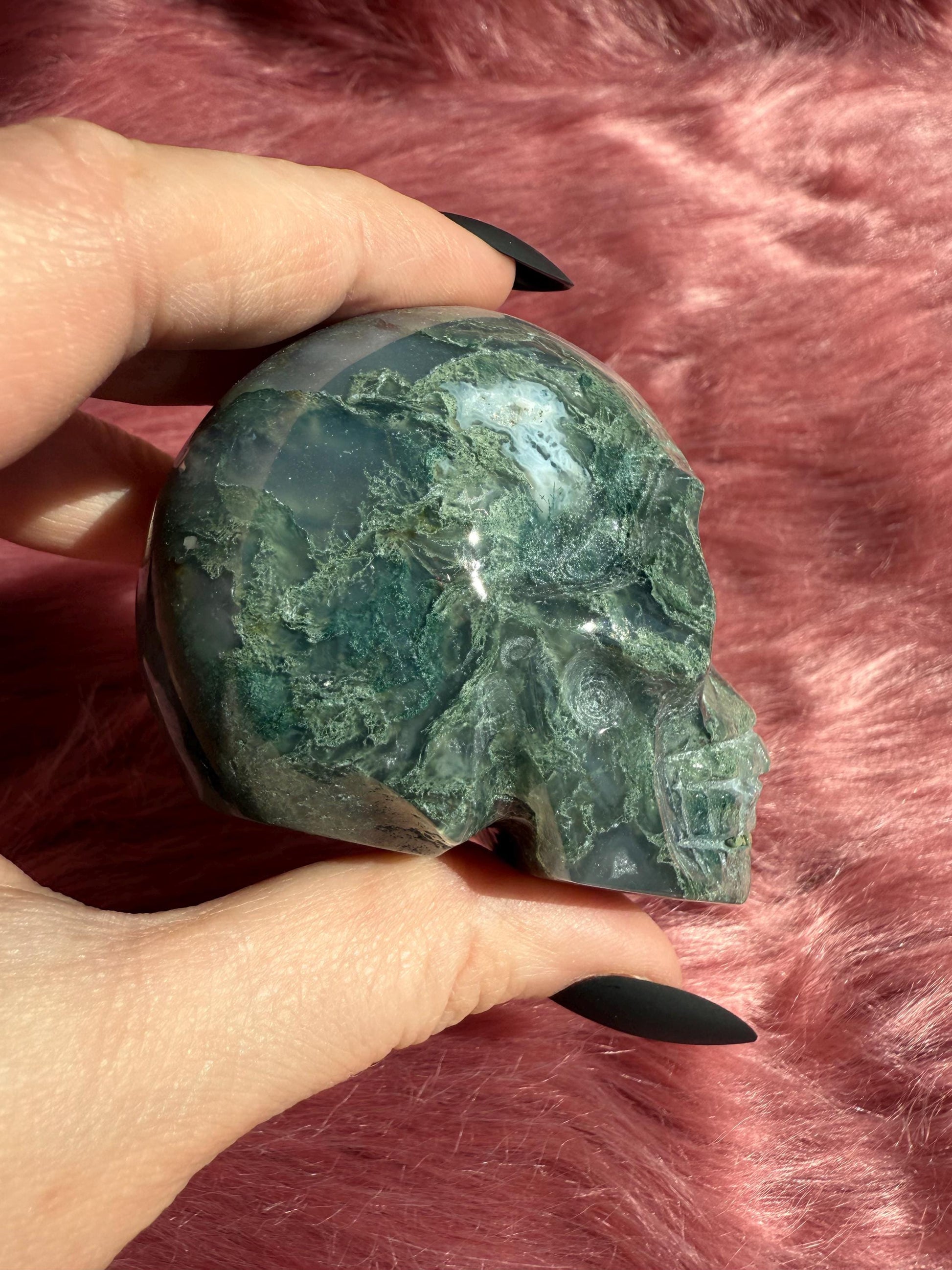 Stunning High Quality Moss Agate Skull A