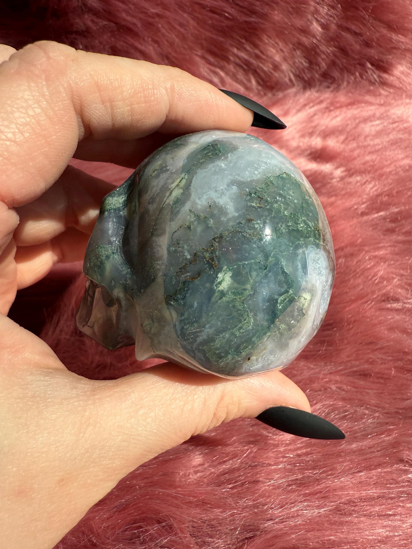 Stunning High Quality Moss Agate Skull E