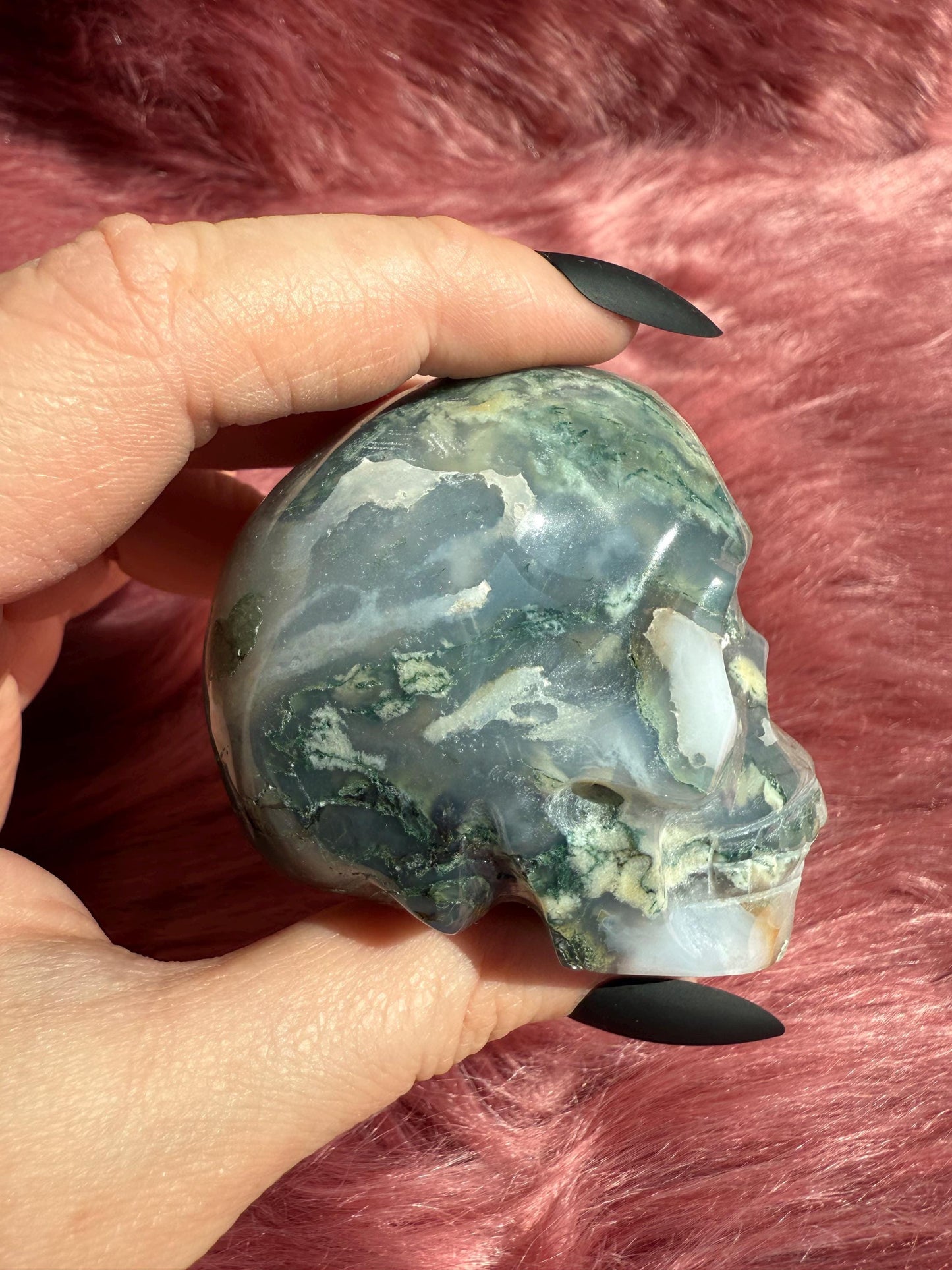 Stunning High Quality Moss Agate Skull I
