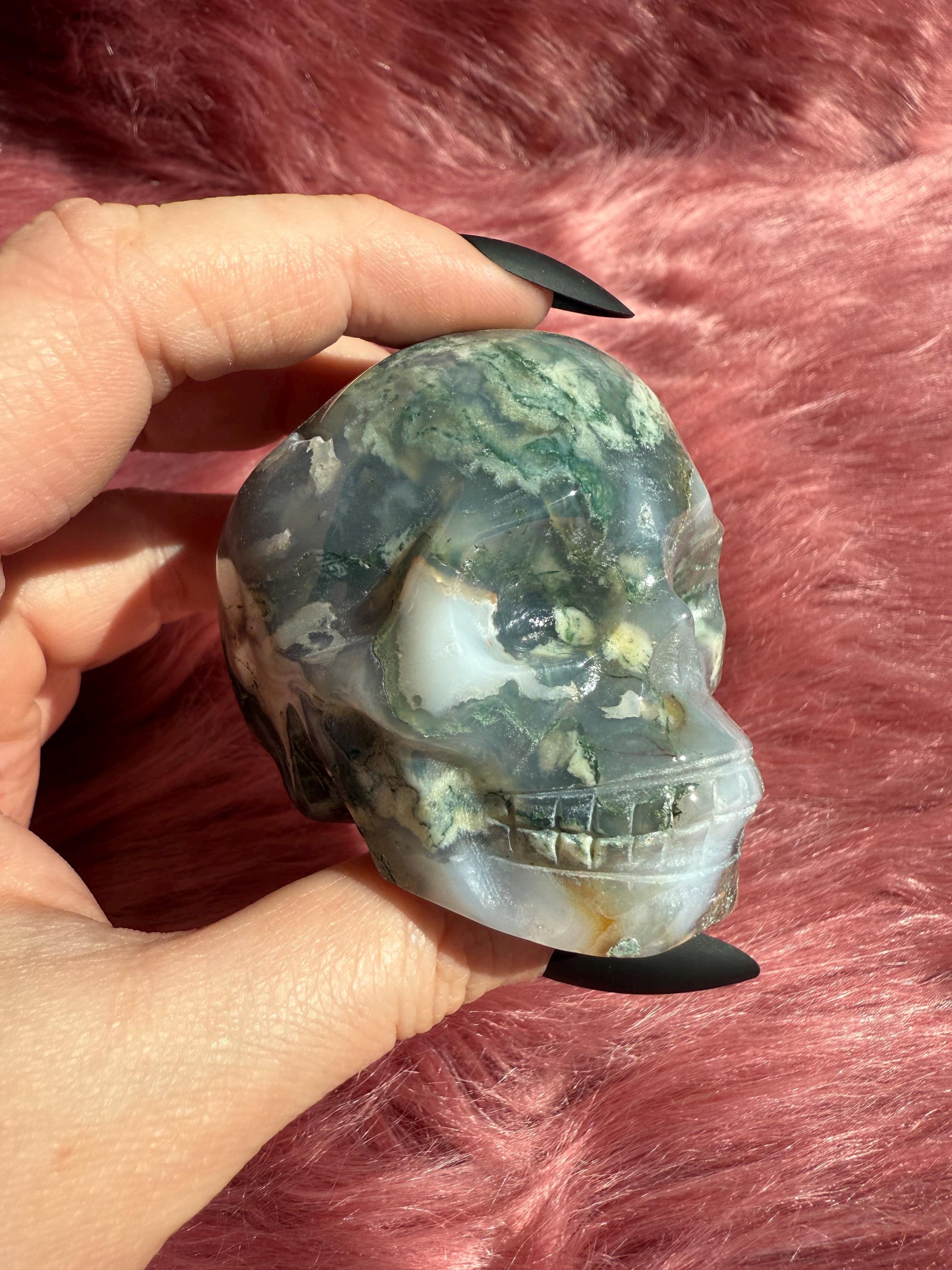 Stunning High Quality Moss Agate Skull I
