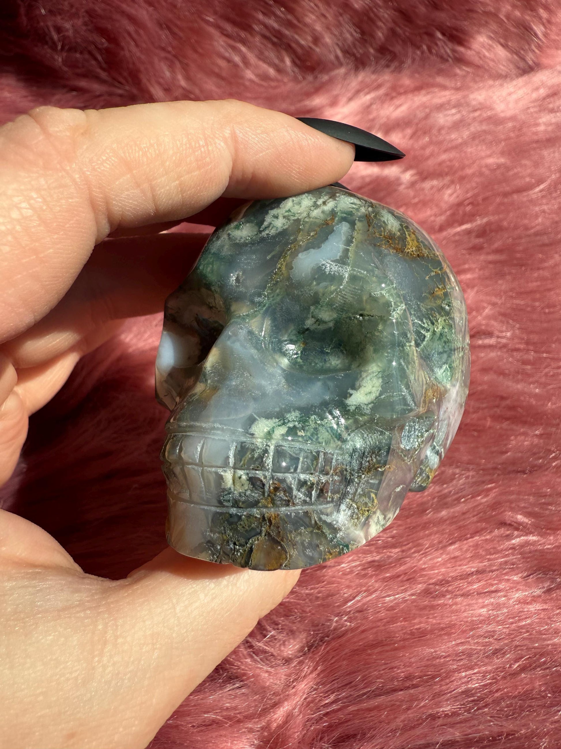 Stunning High Quality Moss Agate Skull I