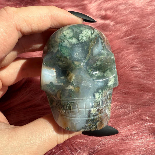 Stunning High Quality Moss Agate Skull I
