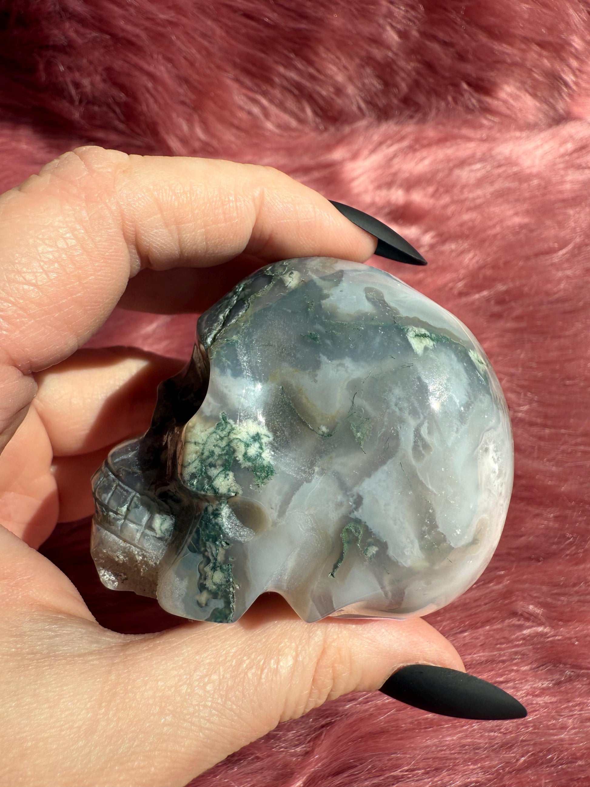 Stunning High Quality Moss Agate Skull H
