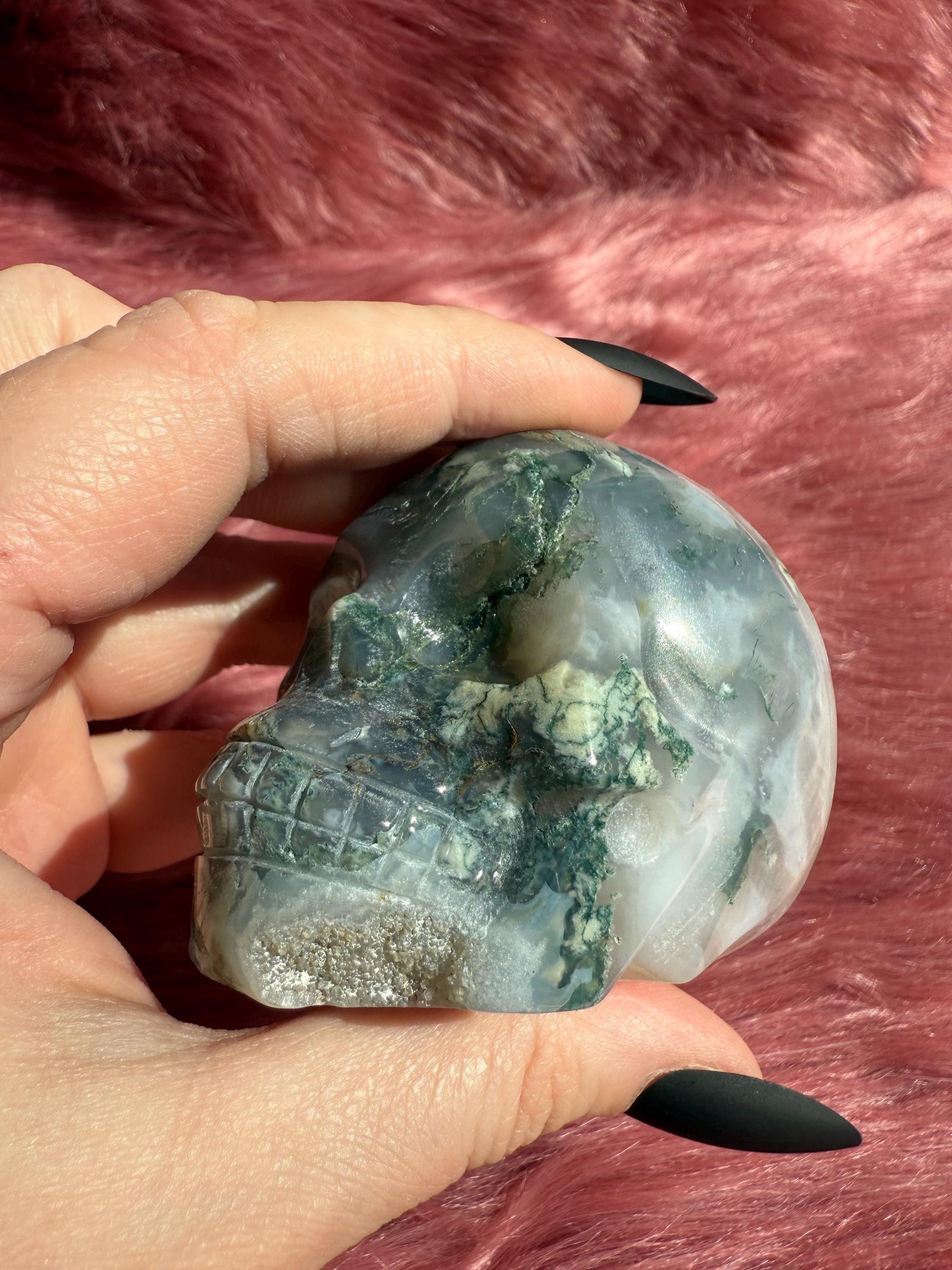 Stunning High Quality Moss Agate Skull H