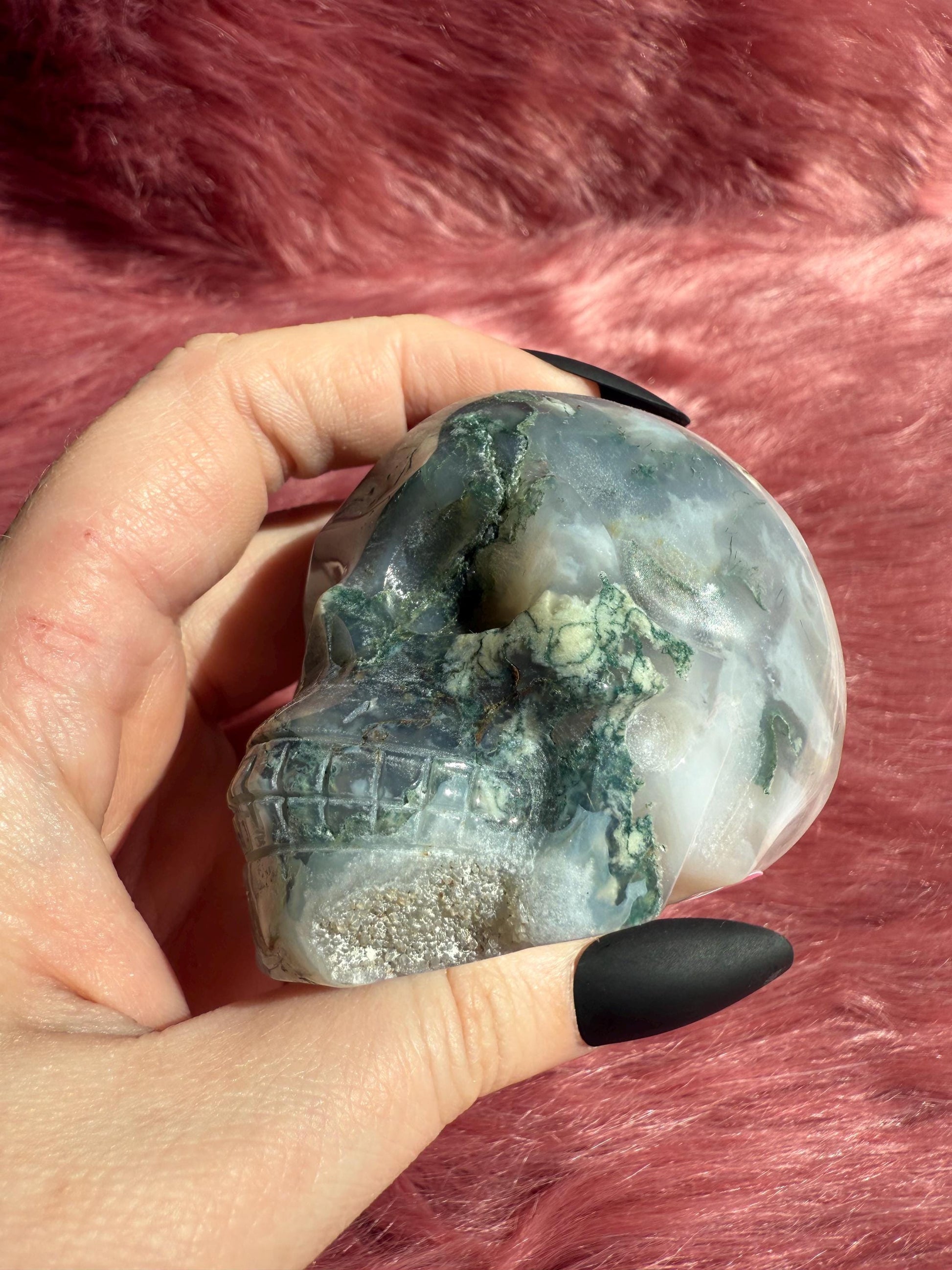 Stunning High Quality Moss Agate Skull H