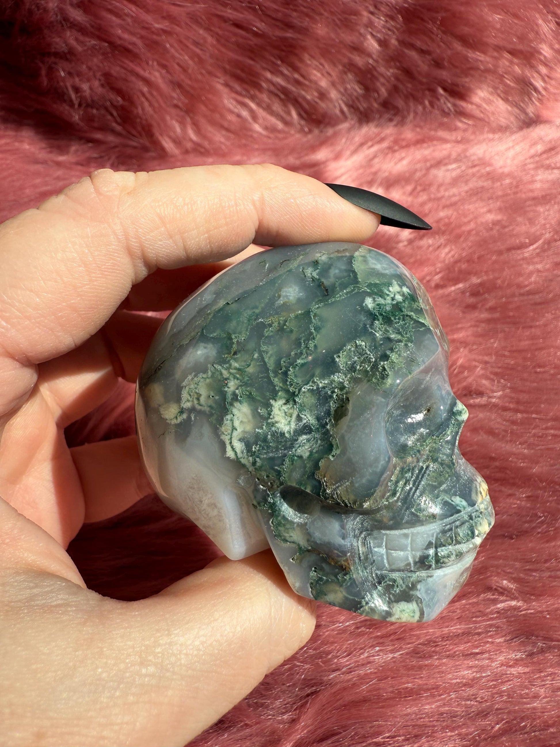 Stunning High Quality Moss Agate Skull H