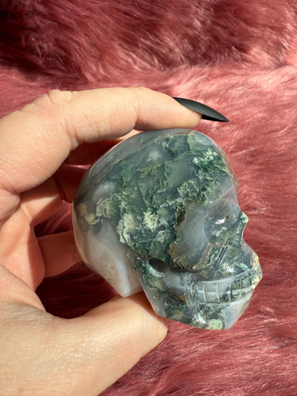 Stunning High Quality Moss Agate Skull H