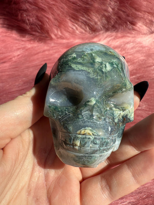 Stunning High Quality Moss Agate Skull H
