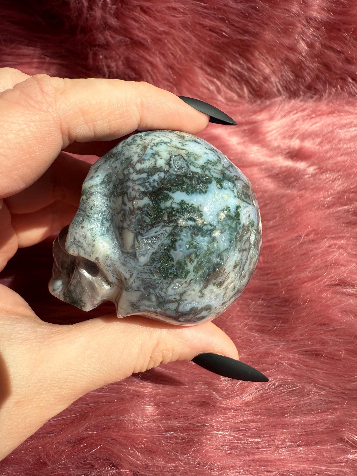 Stunning High Quality Moss Agate Skull C