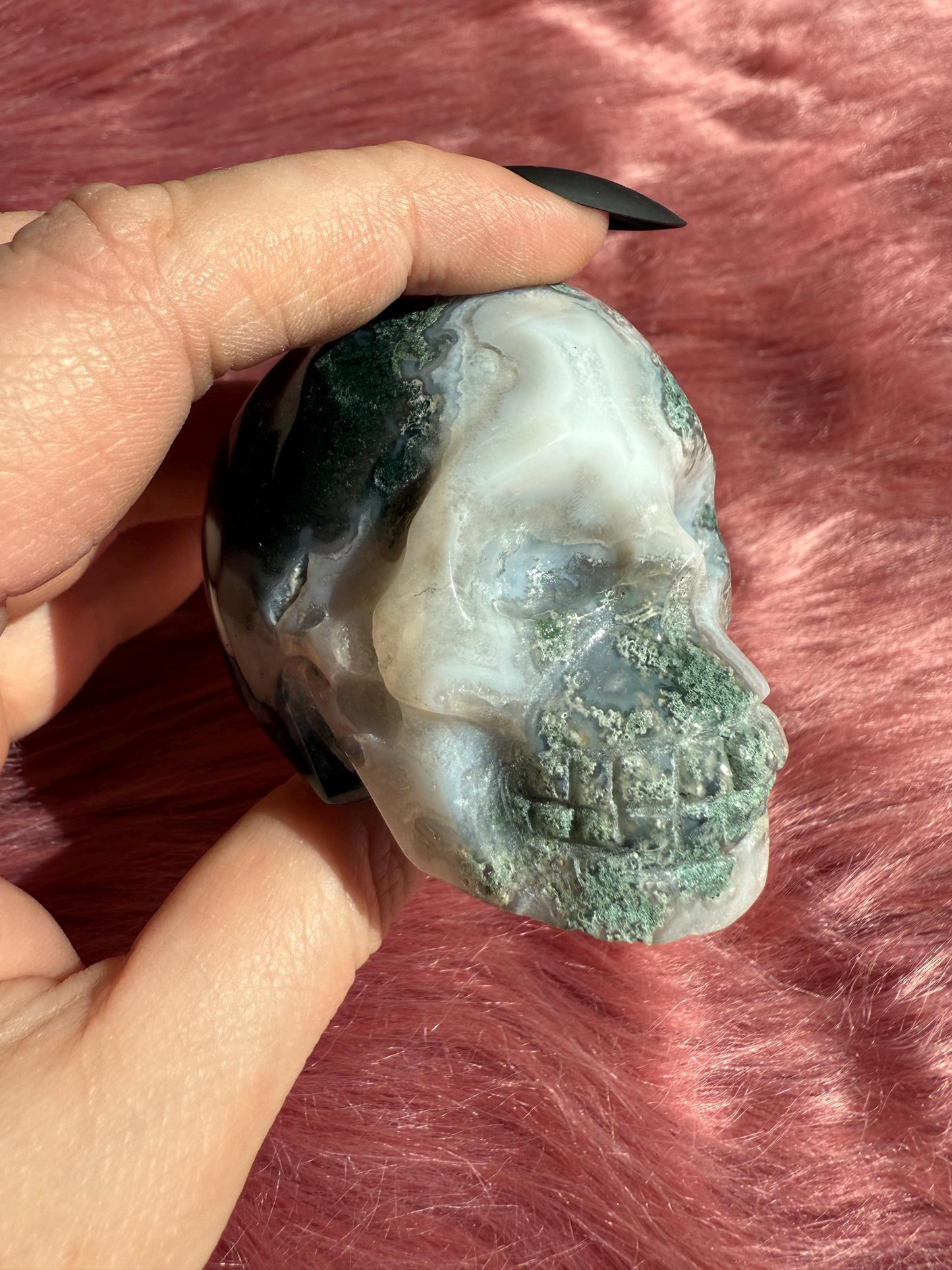 Stunning High Quality Moss Agate Skull B