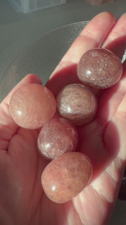 Stunning Strawberry Quartz Crystal Tumble in natural light