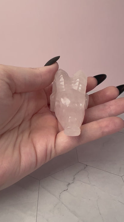 ONE (1) Stunning High Quality Rose Quartz Ram Skull