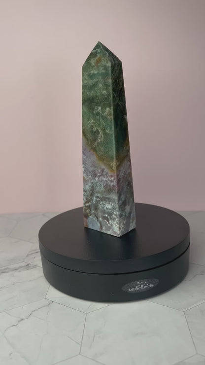 ONE (1) Stunning High Quality Purple Moss Agate x Sea Jasper Tower