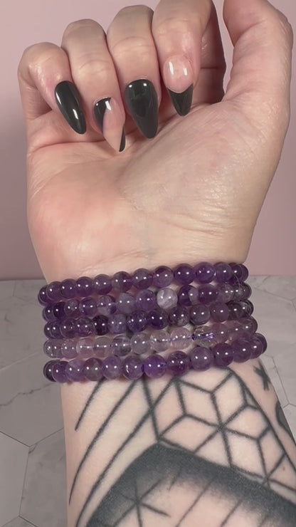 ONE (1) Stunning 6mm Amethyst Crystal Bracelet - Intuitively Selected