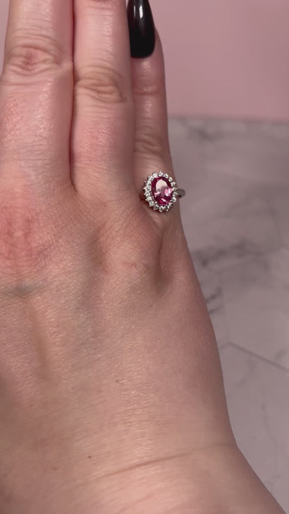 ONE (1) Stunning Pink Tourmaline with Sterling Silver Setting Adjustable Ring