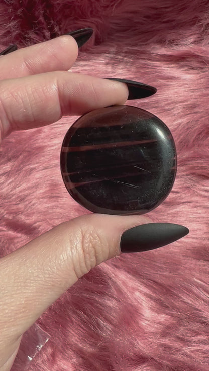 Stunning Midnight Lace Obsidian Pocket Stone - H