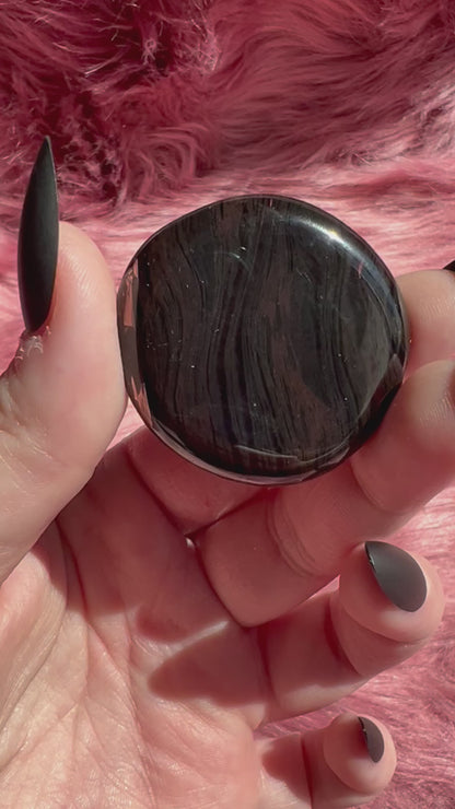 Stunning Midnight Lace Obsidian Pocket Stone - A