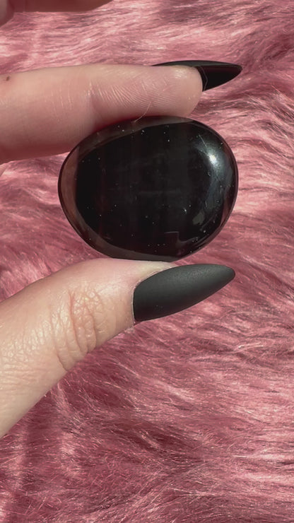 Stunning Midnight Lace Obsidian Pocket Stone - I