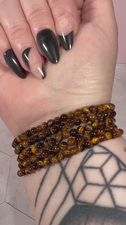 ONE (1) Stunning 4mm Tiger's Eye Crystal Bracelet - Intuitively Selected